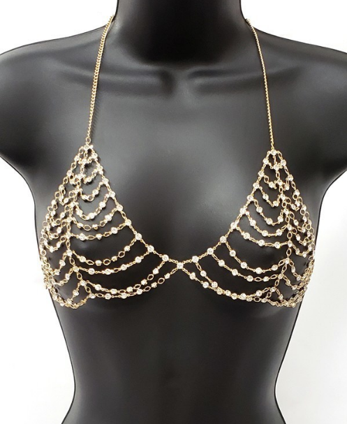 Draped gold and rhinestone bra 1703 Edmonton