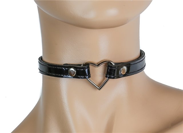 Black Patent Heart Ring Collar 0546bs Edmonton