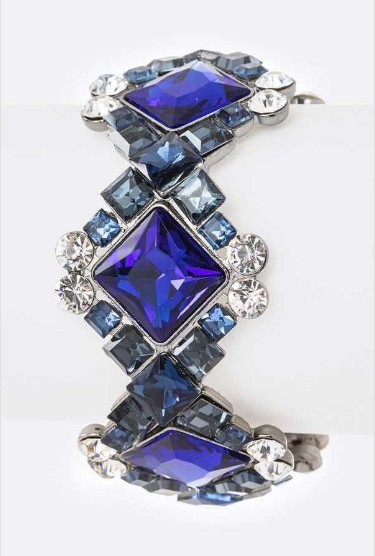 Sparkling stretch rhinestone bracelet blue clear silver 167991 Edmonton
