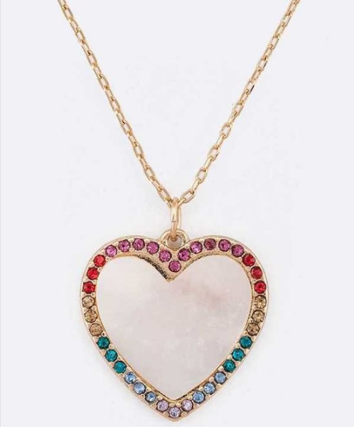 Sparkling crystal rainbow heart necklace 3602 Edmonton