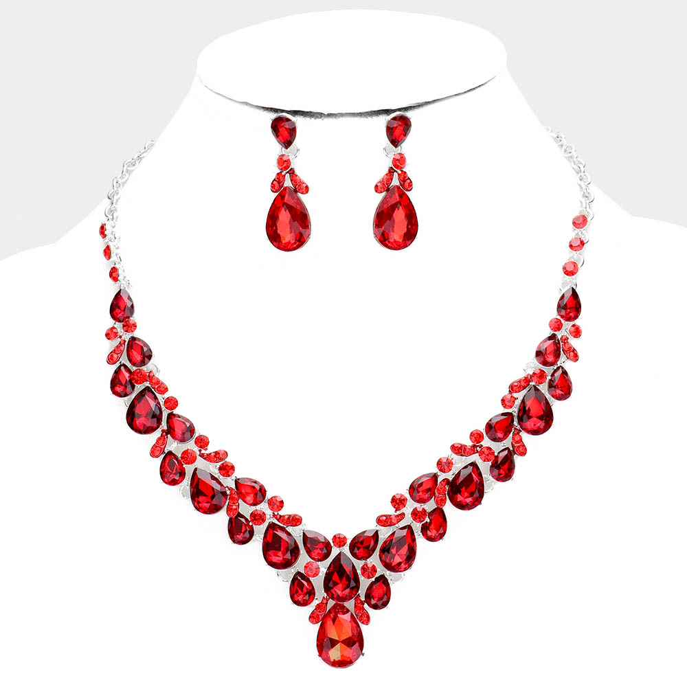 Sparkling rhinestone necklace matching earrings red 446065 Edmonton