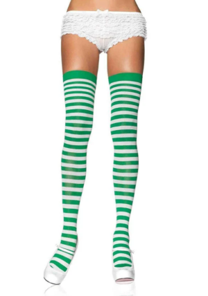 White and Green Stripe Stockings Edmonton Canada
