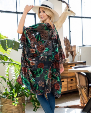 Emerald Green Burn Out Velvet Kimono Robe Jacket Edmonton