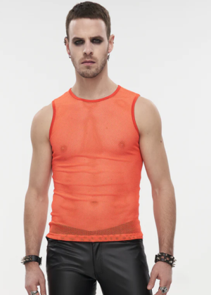 Men's Orange Fishnet Top Edmonton