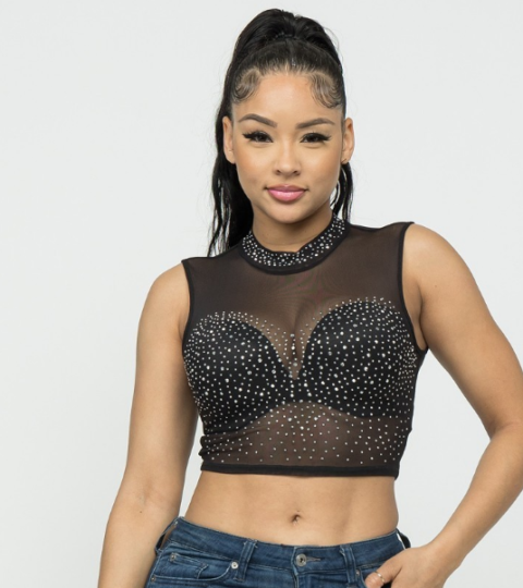 Target Rhinestone Mesh Tops Rhinestone Mesh Crop Top 7576 | Nightshade Corsets