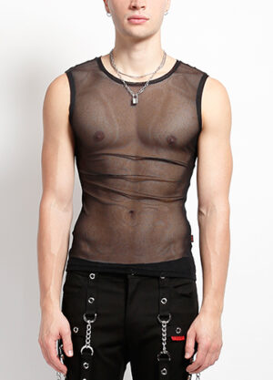 Black Men's Fishnet Top Edmonton Canada