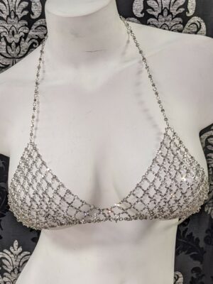 Silver Rhinestone Body Chain Bra Edmonton Canada