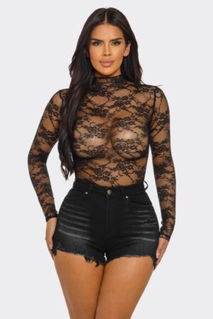 Long Sleeve Stretch Lace Top Edmonton Canada Goth