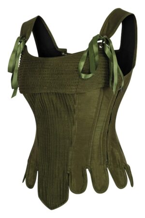 Green Rococo Corset Edmonton Canada Steel Boned Marie Antoinette