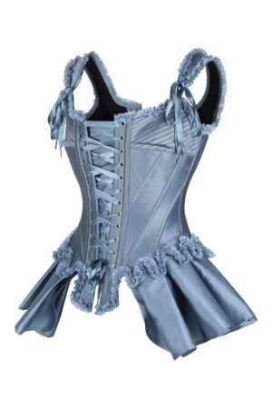 Blue Rococo Corset Edmonton Canada Steel Boned Marie Antoinette