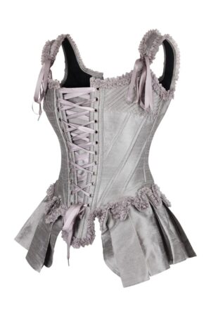 Silver Rococo Corset Edmonton Canada Steel Boned Marie Antoinette